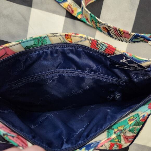 Vera Bradley Cuban Stamps Triple Zip Crossbody Bag Purse - Picture 11 of 12
